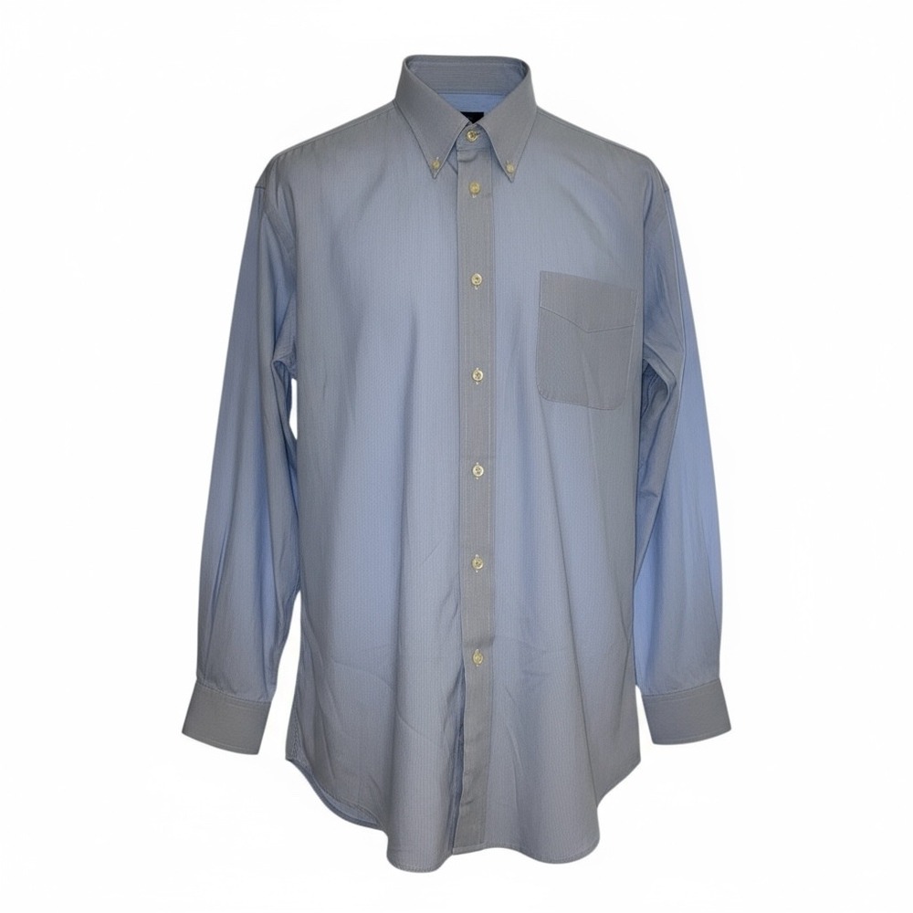 Kenneth Roberts Platinum Light Blue Gingham Button Down Shirt Men's 17 1/2 34/35
